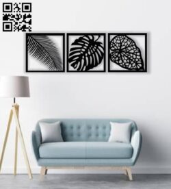 Leaf wall art E0013432 file cdr and dxf free vector download for laser cut plasma