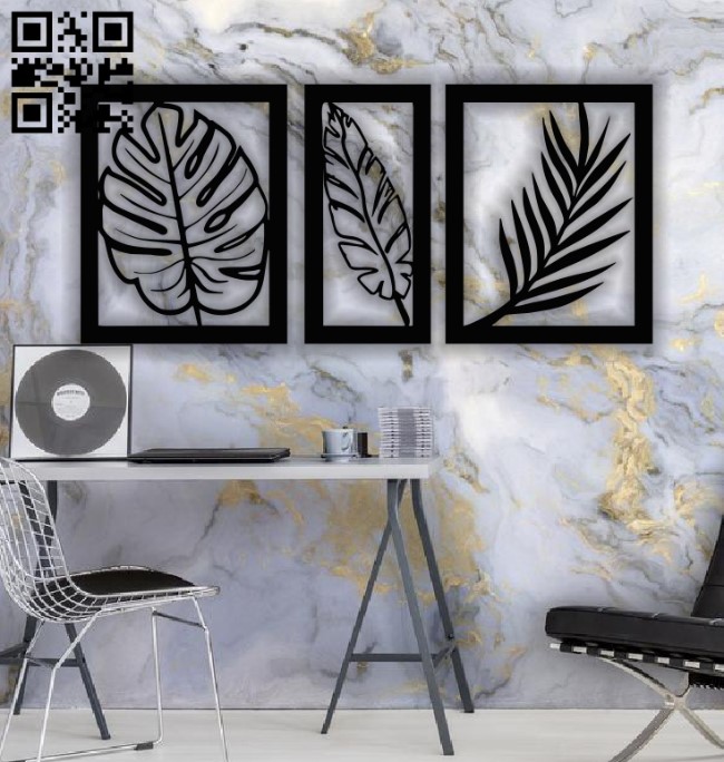 Leaf wall decor E0013330 file cdr and dxf free vector download for laser cut plasma