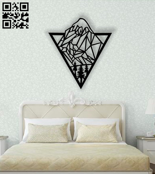 Mountain wall art E0013405 file cdr and dxf free vector download for laser cut plasma