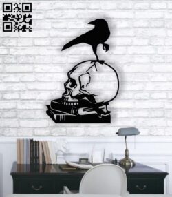 Raven skull E001363 file cdr and dxf free vector download for laser cut plasma