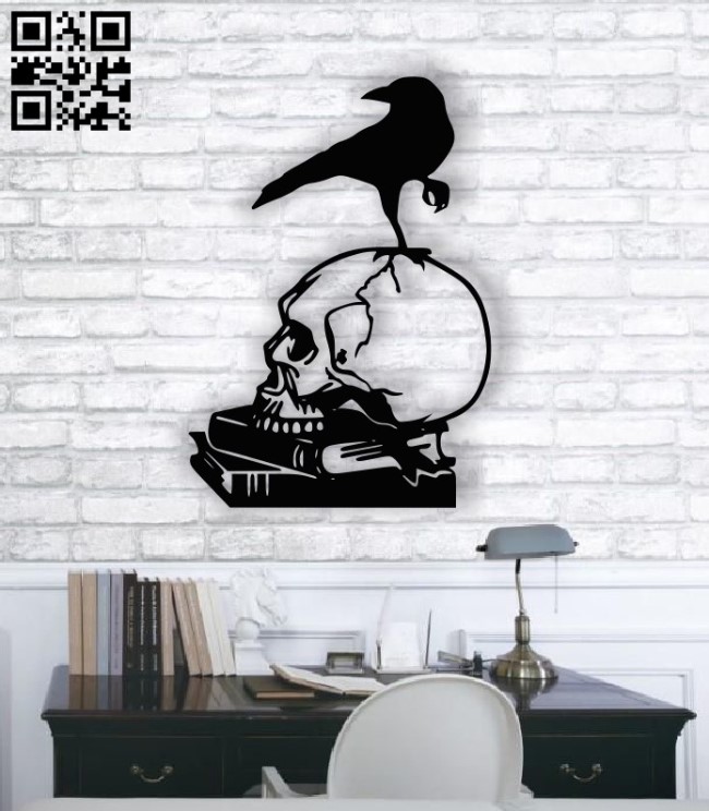 Raven skull E001363 file cdr and dxf free vector download for laser cut plasma