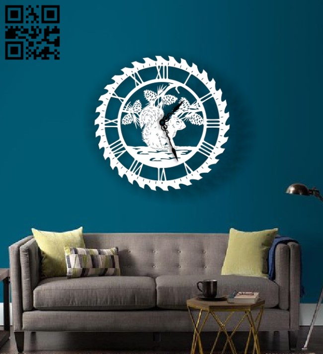 Squirrel wall clock E0013379 file cdr and dxf free vector download for laser cut