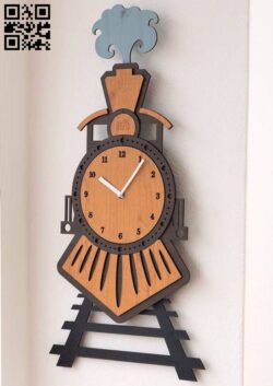 Train clock E0013292 file cdr and dxf free vector download for laser cut