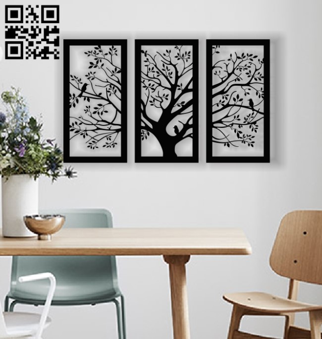 Tree wall decor E0013332 file cdr and dxf free vector download for laser cut plasma
