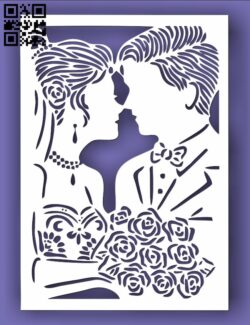 Wedding invitation E0013479 file cdr and dxf free vector download for laser cut