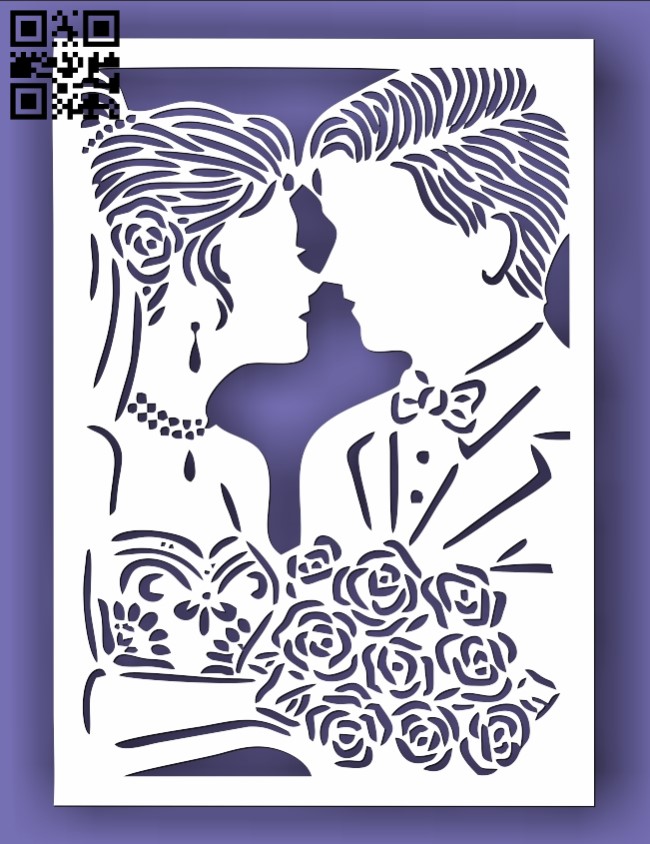 Wedding invitation E0013479 file cdr and dxf free vector download for laser cut