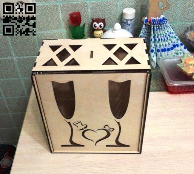 Wine box E0013319 file cdr and dxf free vector download for laser cut