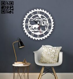 Wolf wall clock E0013381 file cdr and dxf free vector download for laser cut