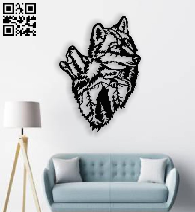 Wolf wall decor E0013391 file cdr and dxf free vector download for laser cut plasma