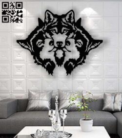 Wolf wall art E0013390 file cdr and dxf free vector download for laser cut plasma
