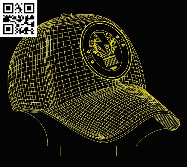 3D illusion led lamp cap E0013626 file cdr and dxf free vector download for laser engraving machines