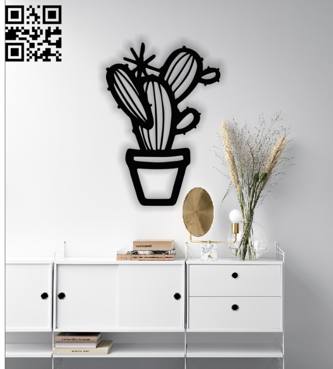 Cactus wall decor E0013649 file cdr and dxf free vector download for laser cut plasma