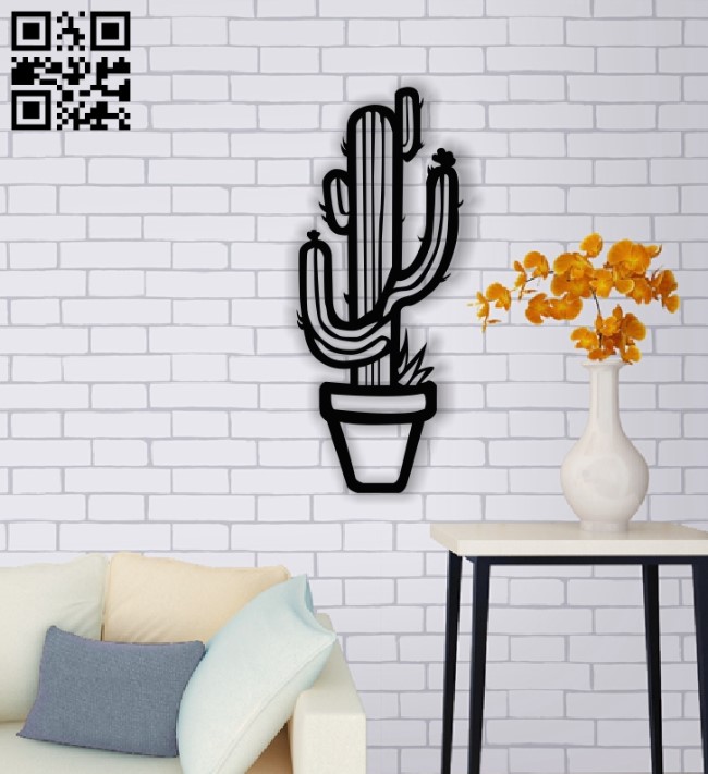 Cactus wall decor E0013705 file cdr and dxf free vector download for laser cut plasma