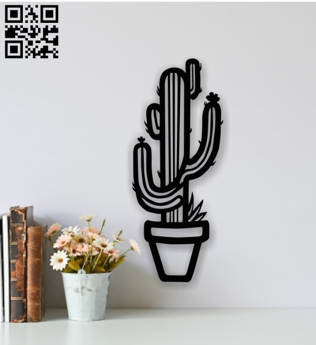 Cactus wall decor E0013711 file cdr and dxf free vector download for laser cut plasma