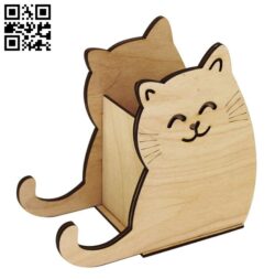 Cat pencil holder E0013569 file cdr and dxf free vector download for laser cut