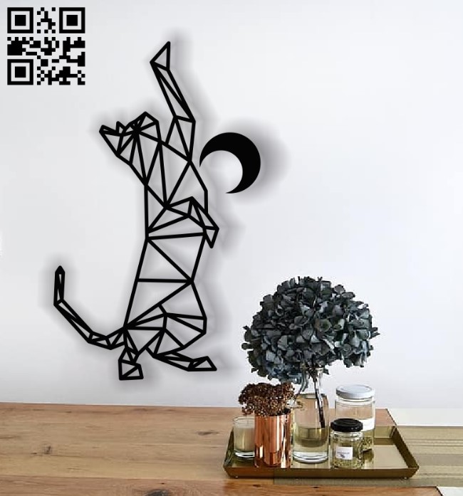 Cat with moon E0013707 file cdr and dxf free vector download for laser cut plasma