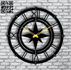 Compass clock E0013514 file cdr and dxf free vector download for laser cut