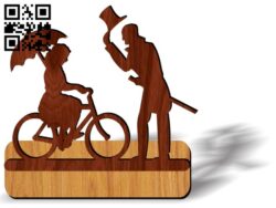 Couple on bicycle E0013703 file cdr and dxf free vector download for laser cut