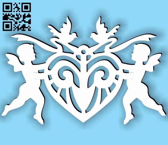 Cupid with heart E0013700 file cdr and dxf free vector download for laser cut