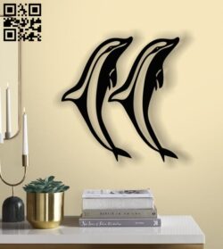 Dolphins pair E0013595 file cdr and dxf free vector download for laser cut plasma