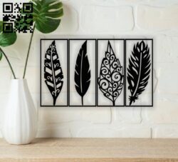 Feather wall decor E0013666 file cdr and dxf free vector download for cnc cut plasma