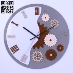 Gear clock E0013523 file cdr and dxf free vector download for laser cut
