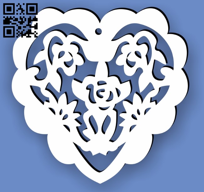 Heart rose E0013699 file cdr and dxf free vector download for laser cut