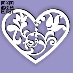 Heart with flower E0013698 file cdr and dxf free vector download for laser cut