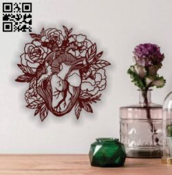 Heart with rose E0013701 file cdr and dxf free vector download for laser cut plasma