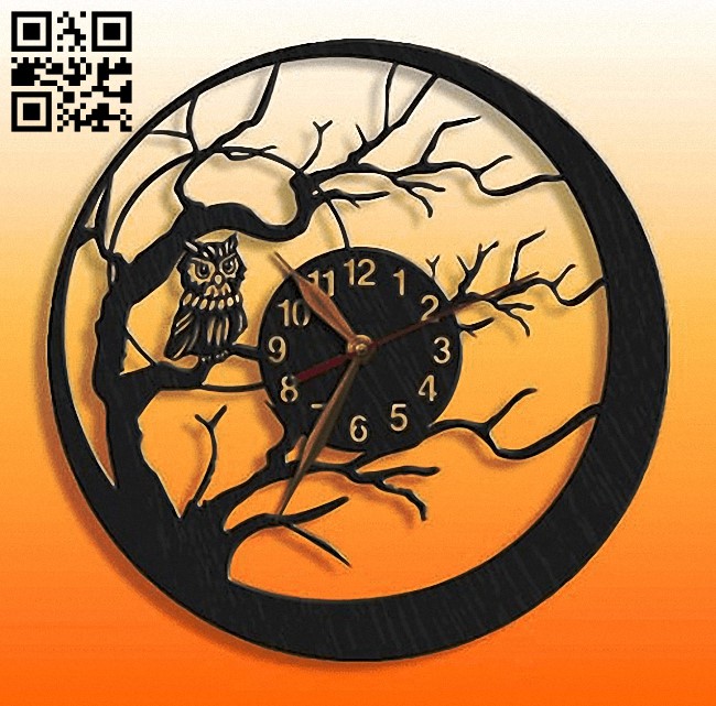 Owl clock E0013693 file cdr and dxf free vector download for laser cut