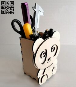 Pencil holder panda E0013508 file cdr and dxf free vector download for laser cut