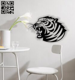 Tiger roar wall decor E0013633 file cdr and dxf free vector download for laser cut plasma