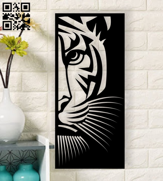 Tiger wall decor E0013590 file cdr and dxf free vector download for laser cut plasma