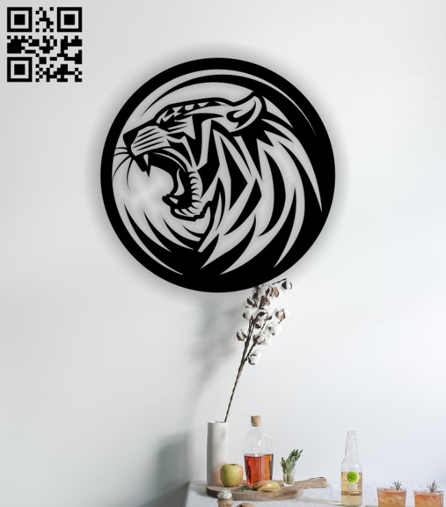 Tiger wall decor E0013631 file cdr and dxf free vector download for laser cut