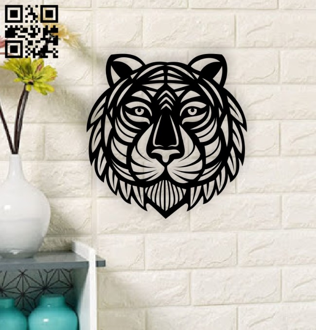 Tiger wall decor E0013632 file cdr and dxf free vector download for laser cut plasma