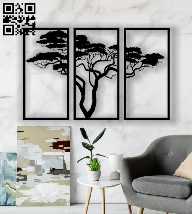 Tree panel E0013599 file cdr and dxf free vector download for laser cut plasma