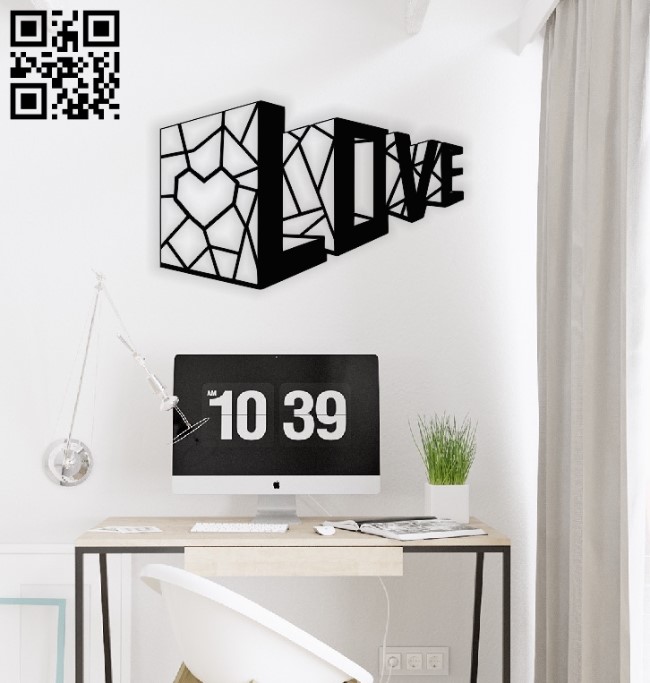 3D love wall decor E0013948 file cdr and dxf free vector download for laser cut plasma