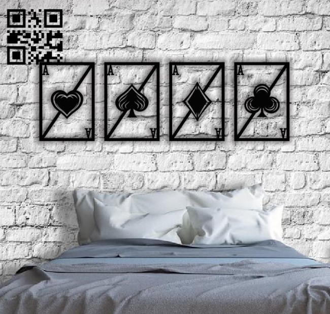 Aces cards wall decor E0013836 file cdr and dxf free vector download for laser cut plasma