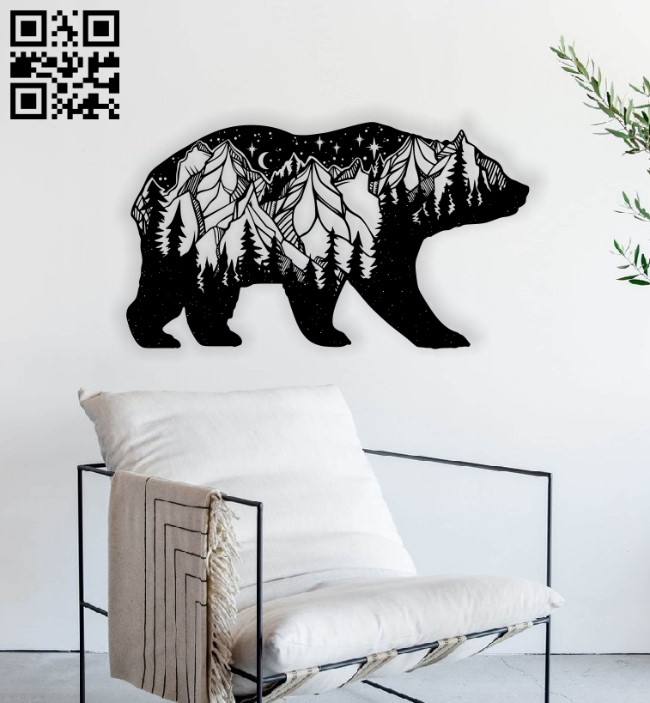 Bear wall art E0013792 file cdr and dxf free vector download for laser cut plasma
