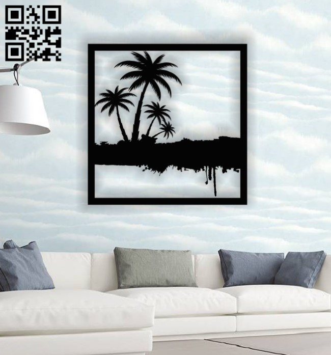 Coconut tree wall decor E0013868 file cdr and dxf free vector download for laser cut plasmaCoconut tree wall decor E0013868 file cdr and dxf free vector download for laser cut plasma