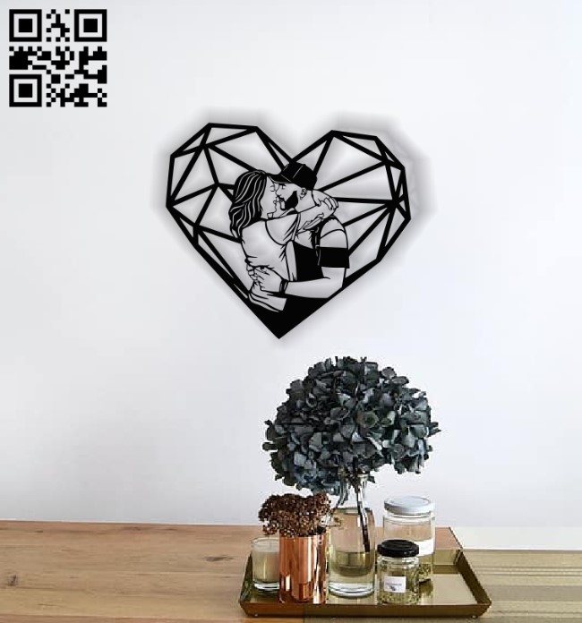 Couple with heart E0013788 file cdr and dxf free vector download for laser cut plasma