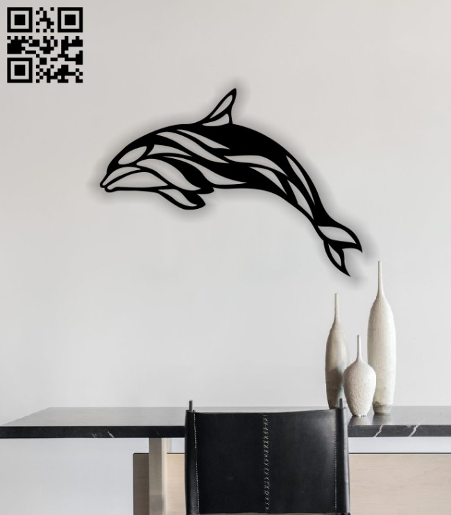 Dolphin wall decor E0013962 file cdr and dxf free vector download for laser cut plasma