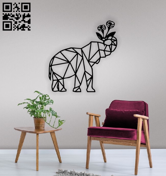 Elephant and flowers E0014056 file cdr and dxf free vector download for laser cut plasma