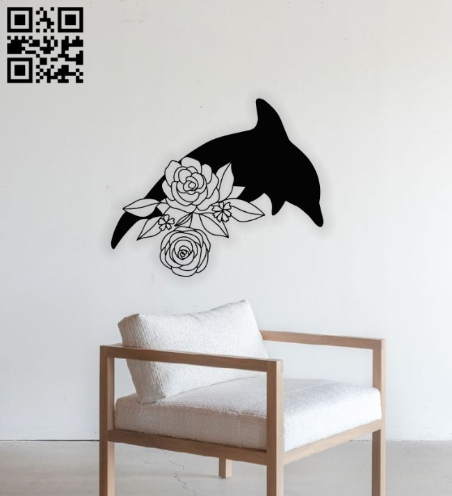 Floral dolphin E0014065 file cdr and dxf free vector download for laser cut plasma