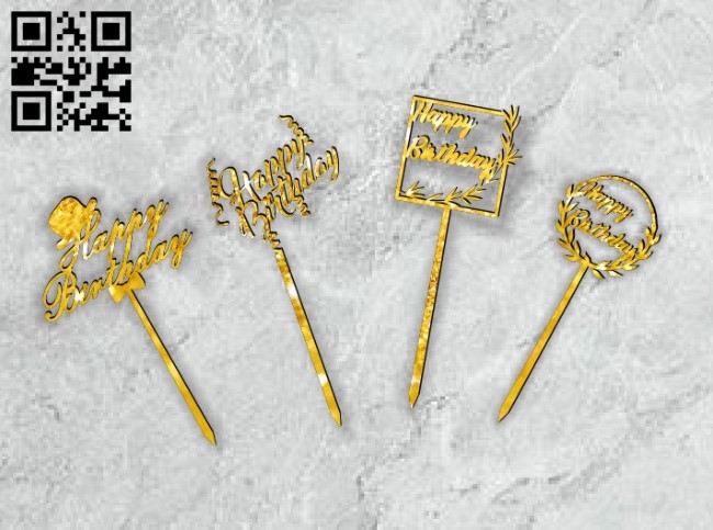 Happy birth day toppers E0013947 file cdr and dxf free vector download for laser cut plasma