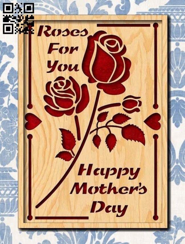 Happy mother's day card E0013866 file cdr and dxf free vector download for laser cut