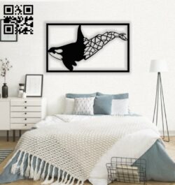 Humpback whale wall decor E0013832 file cdr and dxf free vector download for laser cut plasma