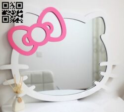Kitty mirror frame E0013998 file cdr and dxf free vector download for laser cut