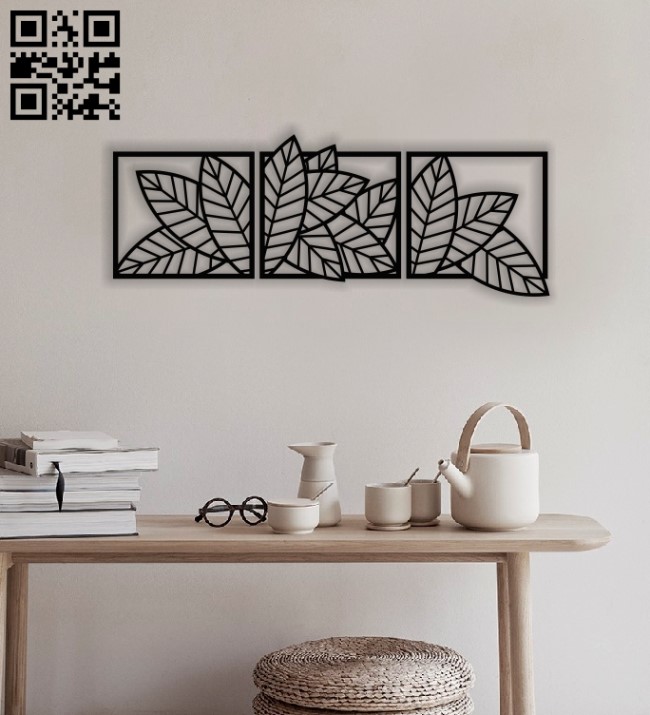 Leaves flowers wall decor E0013970 file cdr and dxf free vector download for laser cut plasma