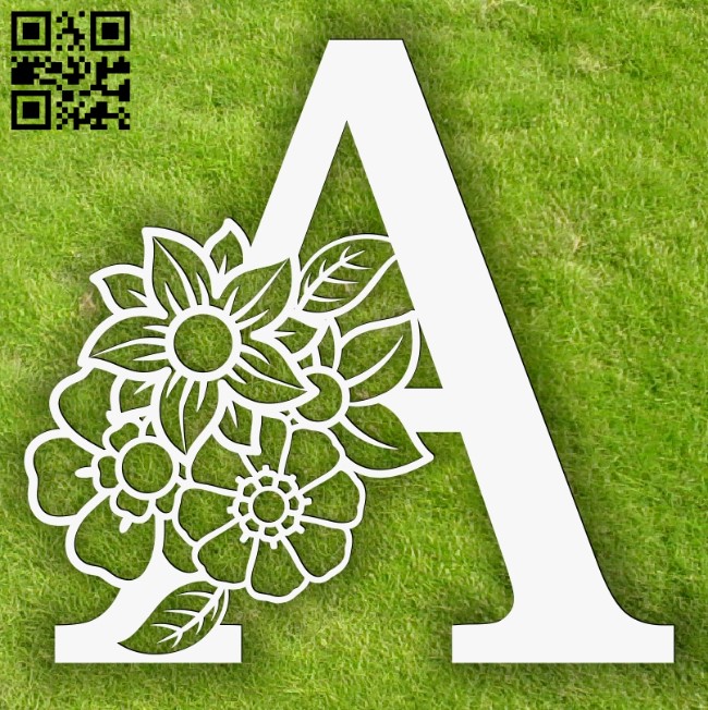Letter A with flowers E0013749 file cdr and dxf free vector download for laser cut plasma